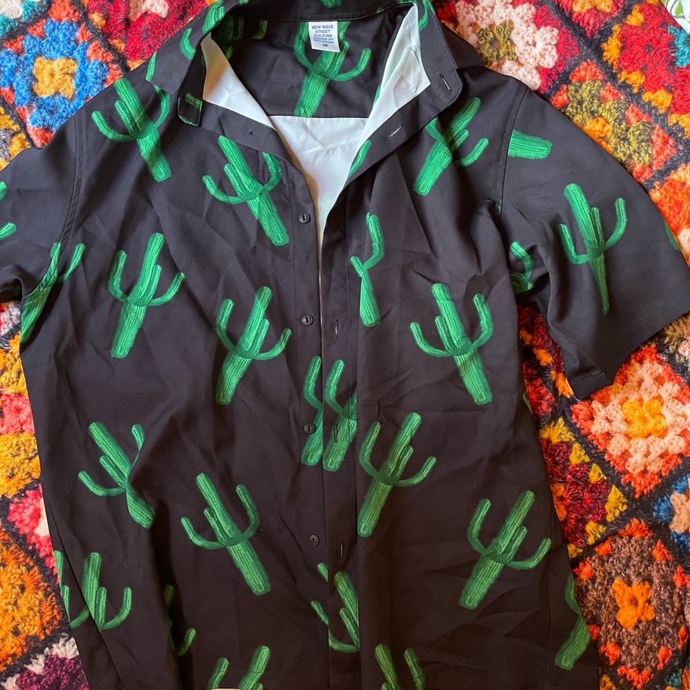 mens cactus pattern blouse
